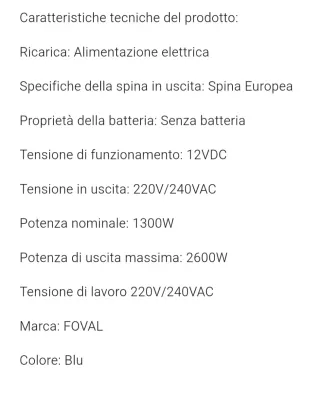 Inverter onda pura da 12VDC a 230VAC 1300W