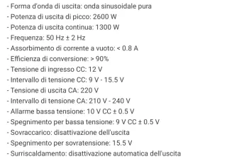 Inverter onda pura da 12VDC a 230VAC 1300W