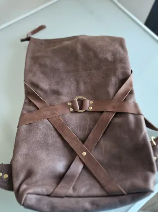Mochila de piel auténtica con efecto envejecido