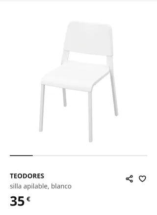 4 Sillas apilable TEODORES blanca