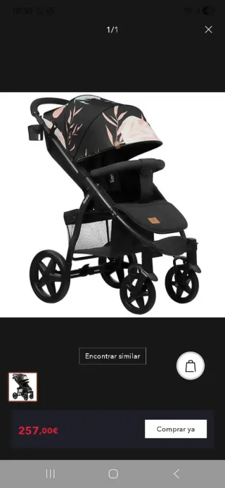 Silla de paseo negra con estampado floral