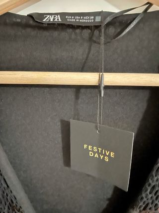 Vestido fiesta lentejuelas Zara negro