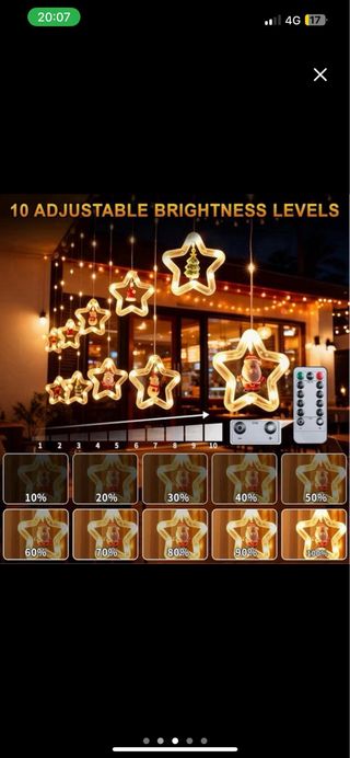 NUEVA Cortina Luces Navidad 100 LED Estrellas