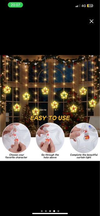 NUEVA Cortina Luces Navidad 100 LED Estrellas