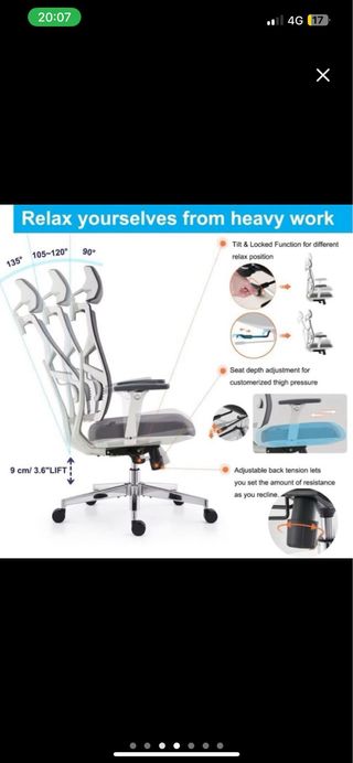 NUEVA Silla de Oficina Ergonómica Negra/Blanca