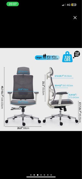 NUEVA Silla de Oficina Ergonómica Negra/Blanca