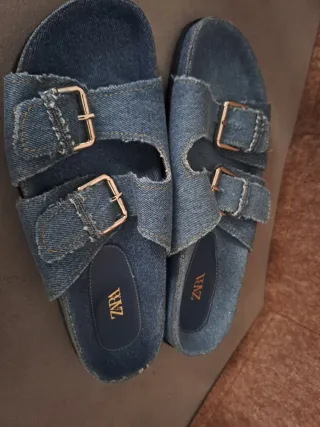 Sandalias ZARA denim con hebillas