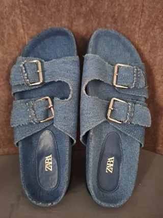 Sandalias ZARA denim con hebillas