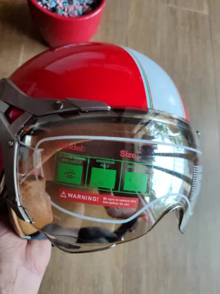 Casco Moto Jet Retro Talla M Rojo Unisex