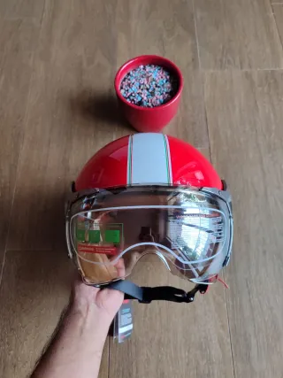 Casco Moto Jet Retro Talla M Rojo Unisex