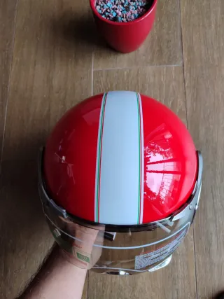 Casco Moto Jet Retro Talla M Rojo Unisex