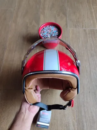 Casco Moto Jet Retro Talla M Rojo Unisex