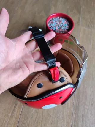 Casco Moto Jet Retro Talla M Rojo Unisex