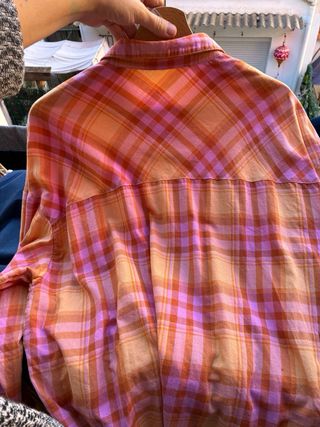 Camisa cuadros naranja y rosa