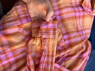 Camisa cuadros naranja y rosa