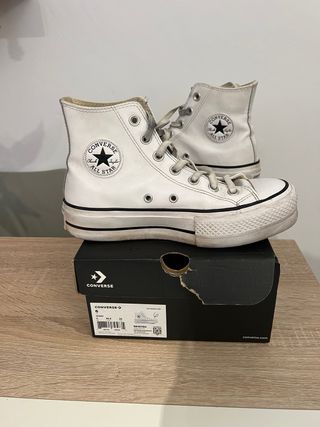 Converse Chuck Taylor Platform in pelle bianca