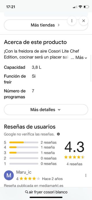 Freidora de Aire Cosori Lite Blanca