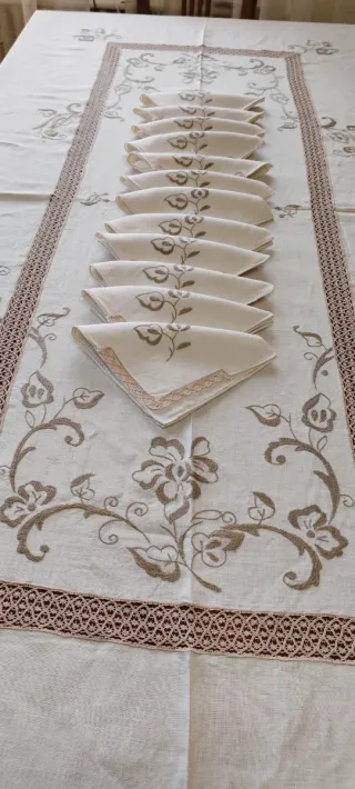Tovaglia Lino Ricamato Floreale