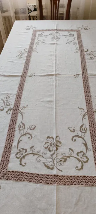 Tovaglia Lino Ricamato Floreale