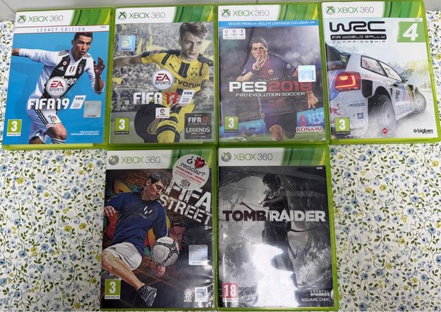 Lote 5 Juegos Xbox 360: FIFA, PES, Tomb Raider, WR