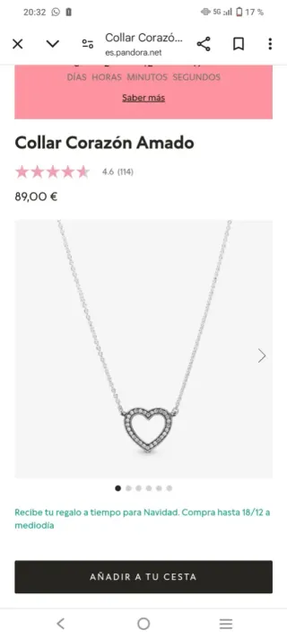 Collar y Anillo Pandora Plata y circonita.