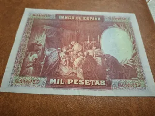Billete 1000 ptas 1928 número bajo