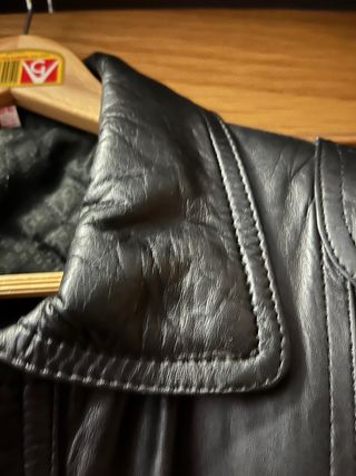 Cazadora Cuero Negra Hombre