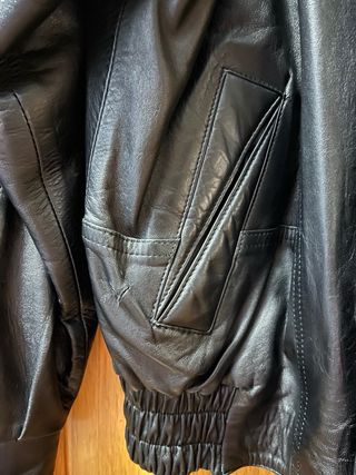 Cazadora Cuero Negra Hombre