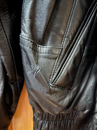 Cazadora Cuero Negra Hombre