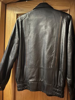 Cazadora Cuero Negra Hombre