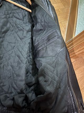 Cazadora Cuero Negra Hombre