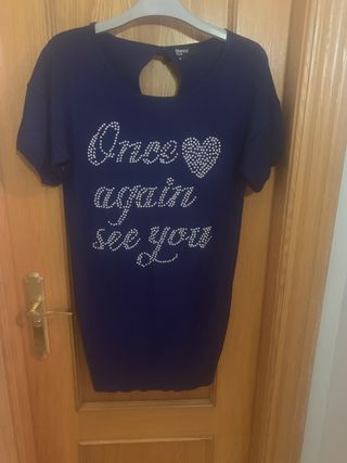 Vestido Jersey Blanco Azul Talla S