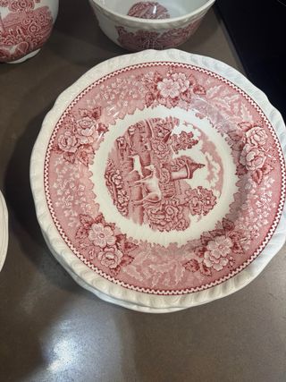 Juego de café porcelana rojo y blanco