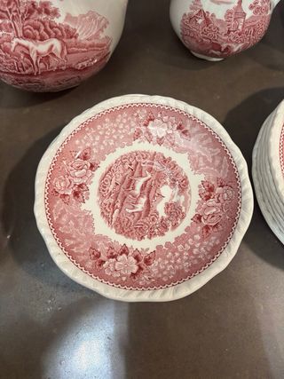 Juego de café porcelana rojo y blanco