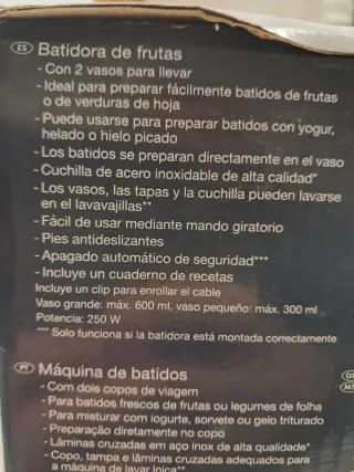 Batidora de frutas 2 Vasos