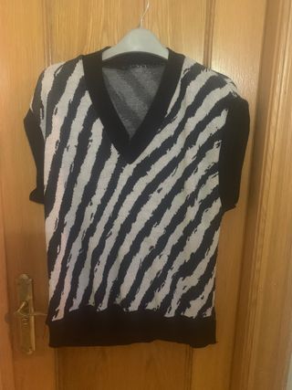 Chaleco de punto con estampado cebra