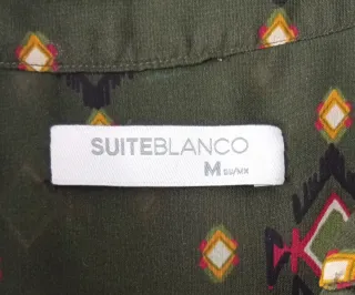 Blusa Verde Estampada Talla M Blanco