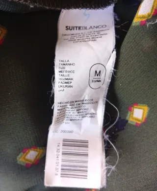 Blusa Verde Estampada Talla M Blanco