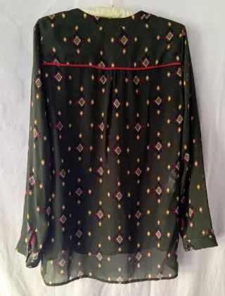 Blusa Verde Estampada Talla M Blanco