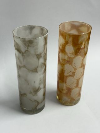 Vasos vintage cristal beige y marrón