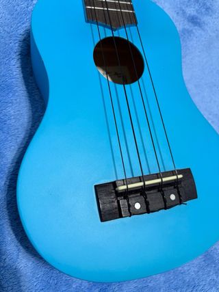 Ukelele azul con funda