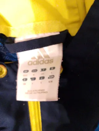 Chaqueta Adidas cremallera vintage azul y amarillo