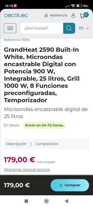 Microondas Cecotec Grandheat 2590