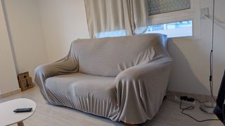 Funda para sofá de dos plazas de tela color gris