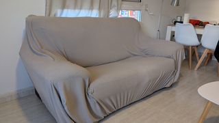 Funda para sofá de dos plazas de tela color gris