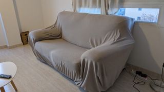 Funda para sofá de dos plazas de tela color gris