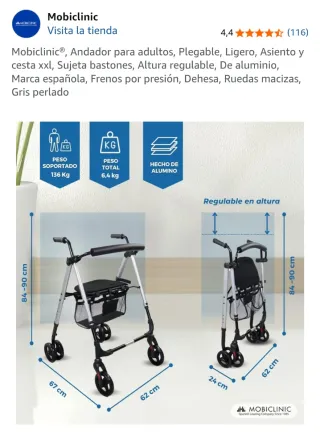 Mobiclinic®, Andador plegable para adultos