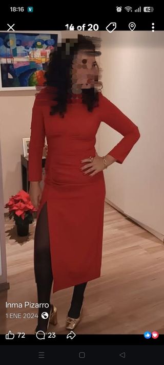 Vestido rojo Zara con abertura