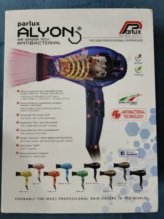 Secador Parlux Alyon Azul Ionizador Antibacteriano
