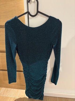 Vestido brillante azul verdoso talla XS